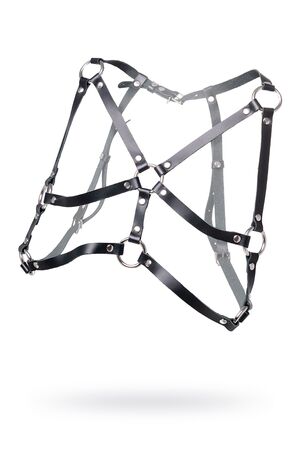 Черная кожаная портупея «Соблазн» с кольцами